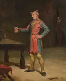 John Hodgson Campbell, The Jester, Oil on canvas laid to board