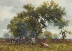 George Hamilton Constantine, Milking Time, Watercolour