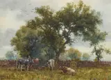 George Hamilton Constantine, Milking Time, Watercolour