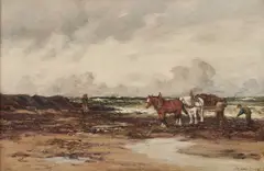Thomson Laing, Gathering The Seaweed, Oil on canvas
