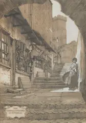 Robert John Scott Bertram, The Castle Stairs, Newcastle, Pencil heightened with white