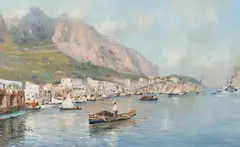 A Pair Of Italian Coastal Views by Giovanni Battista, Watercolour, sold Nov 2024