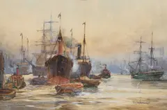 Frank William Scarbrough, Lower Pool, London, Watercolour
