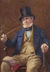 Old Man Smoking A Pipe by Henry M. Terry, Watercolour, sold Nov 2024