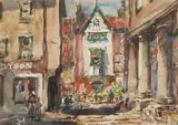 Rowland Henry Hill, Whitby Market Place, Watercolour