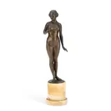 Eugene Wagner, , A Bronze Nude, bronze on marble columnar base
