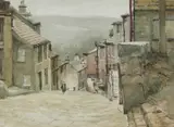 Joseph Pighills, Main Street, Haworth, Watercolour heightened with white