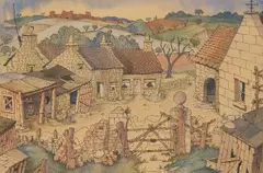 Murray Mcpherson Tod, A Farmyard, 1952, Pen, ink and watercolour