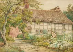 A Lady In A Cottage Garden by Johan W. Matthewman, Watercolour, sold Sep 2024