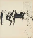 Phil May, A Musical Evening, Ink and wash