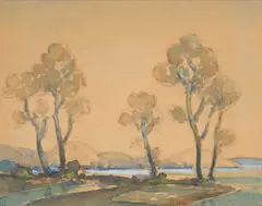 Hirst Walker, Lake Scene, Watercolour