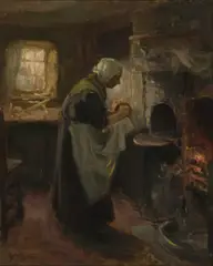 Ralph Hedley, Sounding The Bread, 1901, Oil on canvas A sketch for a larger oil in a private collection
