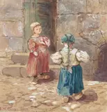 Fanny Wilmot Currey, Two Dutch Girls, 1880, Watercolour, heightened with white