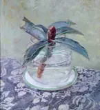 Yves Edgard Muller d'Escars, Still Life Of A Rhododendron Bud In A Vase, Oil on card, unframed
