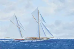 James Miller, Columbia And Shamrock, Americas Cup 1899, Oil on canvas
