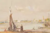 Alfred Robert Hayward, Sailing Boats On The Coast, Watercolour heightened with white