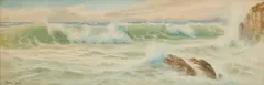 Ernest Stuart, Crashing Waves On The Coast, Watercolour