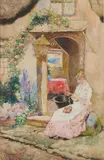 David Woodlock, Preparing The Apples, Watercolour