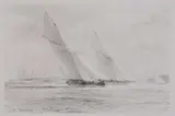 John Steven Dews, Brynhild Racing Off Cowes, Pencil Unframed