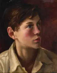 Leonard Philpot, Portrait Of A Boy, Oil on board