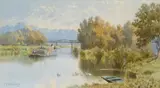 Francis George Coleridge, A Pair Of Riverside Landscapes, Shiplake Lock Looking Down To Wargrave And At Maple Durham., Watercolour