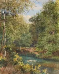 William Henry Millais, River Through The Woods, 1885, Watercolour