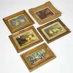 Five European Paintings, Still Lifes And Landscapes, Oil on canvas and board