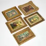 Five European Paintings, Still Lifes And Landscapes, Oil on canvas and board