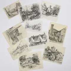 R.a. Andrew-jones, Folio Of Sketches, Landscapes, Town Views, Churches, Pen and pencil, unframed various sizes