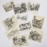 R.a. Andrew-jones, Folio Of Sketches, Landscapes, Town Views, Churches, Pen and pencil, unframed various sizes
