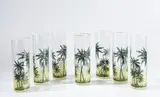 Vasos cocktail, 18 x 6.2 Ø cm, Vidrio grabado. (7 piezas)