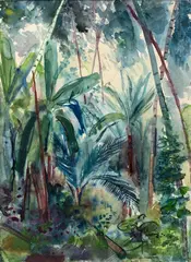 Guillermo Wiedemann, Bosque con palmas, 1940., Acuarela sobre papel.