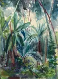 Guillermo Wiedemann, Bosque con palmas, 1940., Acuarela sobre papel.