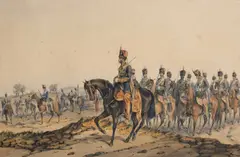 The 11Th Prince Albert's Own Hussars 'Reconnoitring' by Orlando Norie, Watercolour Image size:, sold Oct 2022