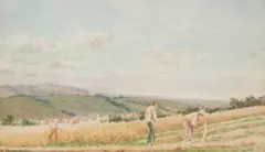 Cutting Wheat by Arthur Ford Hughes, Watercolour on paper Image size:, sold Oct 2022