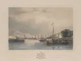 Nicholas Condy The Younger, Her Majesty And Prince Albert Proceeding In The State Barge To Land At Royal Dockyard, Devonport, Lithograph Plate size: