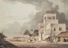 Thomas Daniell, View On The Chitpore Road, Calcutta, aquatint from 'Oriental Scenery'