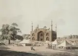 Thomas Daniell, Gate Of The Tomb Of The Emperor Akbar, At Secundra [Sikandra], Near Agra, aquatint from 'Oriental Scenery'