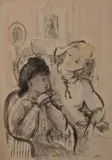 Ellinor Bellingham Smith, Sisters, watercolour with the artist's studio stamp 46cm x 33cm