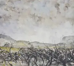 Alan Reynolds, 'Landscape With Thorn Hedge', watercolour 30cm x
