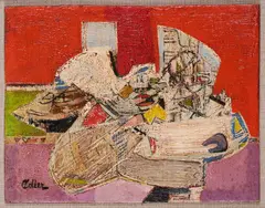 Jankel Adler, Abstract Composition (Still Life), oil on board
