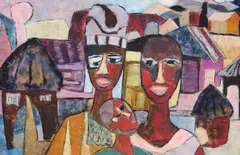 Muraina Oyelami, Family Mansion, oil on board