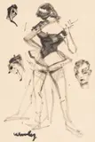 Adham Wanly, (i) DANCER WITH CIGARETTE; (ii) DANCER WITH CIGARETTE AND HEAD STUDIES - A PAIR, oil painting with his brother