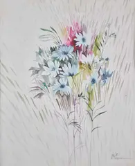 Ali Bayoumi, Flowers No 2, watercolour on paper