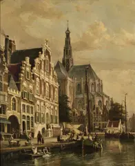 Cornelis Christiaan Dommersen, View Of Haitingen, Holland, oil on canvas