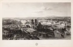 Edouard Willmann, A View Across Paris, Including Notre Dame Cathedral, 1860, etching with engraving