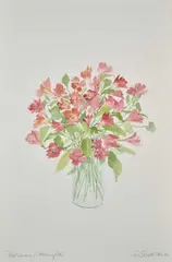 Red With Red Begonias by Paul Gell, watercolour, sold Mar 2024