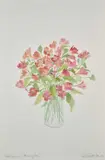 Paul Gell, Red With Red Begonias, watercolour