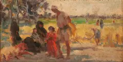 The Harvest Season by Kamel Moustafa, oil on board, sold Oct 2023
