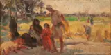 Kamel Moustafa, The Harvest Season, oil on board